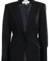 Single Button Stretch Blazer Jacket (6, Black)