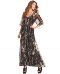 MM Couture mixes a printed chiffon fabric with a flowing maxi silhouette for a match made in style heaven. Pair with platforms for a feminine look, or try it with booties for more edge. MM Couture mixes a printed chiffon fabric with a flowing maxi silhouette for a match made in style heaven. Pair with platforms for a feminine look, or try it with booties for more edge.