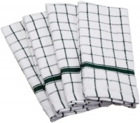 Excello Deluxe Windowpane Terry Towel, White with Hunter Green, Set of 4 Excello Deluxe Windowpane Terry Towel, White with Hunter Green, Set of 4