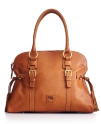 A sophisticated silhouette and classic signature detail gives this gorgeous Dooney & Bourke bag the iconic style for which it's known. Goldtone hardware and side tassels complete this timeless look. A sophisticated silhouette and classic signature detail gives this gorgeous Dooney & Bourke bag the iconic style for which it's known. Goldtone hardware and side tassels complete this timeless look.