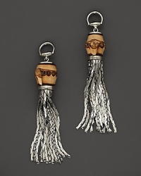 Sterling silver fringes fall from bamboo beads on these Gucci earrings. Sterling silver fringes fall from bamboo beads on these Gucci earrings.