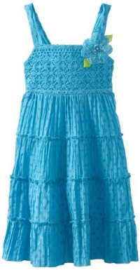 Bloome Girls 7-16 Plus Size Polka Dot Tiered Crochet Sundress, Blue, 12.5