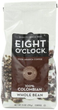Eight O'Clock Coffee, 100% Colombian Whole Bean, 11-Ounce Bags (Pack of 4) Eight O'Clock Coffee, 100% Colombian Whole Bean, 11-Ounce Bags (Pack of 4)