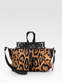 A slouchy shape in super-chic leopard-printed pony hair, finished with rich calfskin leather accents and side gussets. Double leather top handles, 2½ dropLeather shoulder strap, 18 dropMagnetic snap closureOne inside zip pocketOne inside open pocketCotton lining7¾W X 7¼H X 4DImported A slouchy shape in super-chic leopard-printed pony hair, finished with rich calfskin leather accents and side gussets. Double leather top handles, 2½ dropLeather shoulder strap, 18 dropMagnetic snap closureOne inside zip pocketOne inside open pocketCotton lining7¾W X 7¼H X 4DImported
