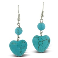 Trendy Heart Shaped Turquoise Drop Dangle Earrings Trendy Heart Shaped Turquoise Drop Dangle Earrings
