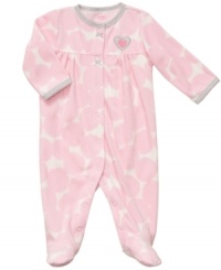 She'll stay bubbly in this sweet, cozy and cute polka-dot footed coverall from Carter's. She'll stay bubbly in this sweet, cozy and cute polka-dot footed coverall from Carter's.