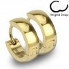 Pair of 316L Stainless Steel Gold IP Huggie Hoop Earrings; Comes With Free Gift Box