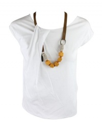 Piazza Sempione Womens Beaded Necklace Cap Sleeve Top Piazza Sempione Womens Beaded Necklace Cap Sleeve Top