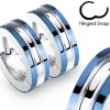 Pair of 316L Surgical Stainless Steel 2 Tone Hoop Earring with Blue IP Edges; Comes With Free Gift Box