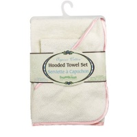 Bumkins Organic Cotton Hooded Towel Set - Rose Satin Trim Bumkins Organic Cotton Hooded Towel Set - Rose Satin Trim