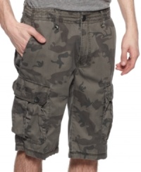 Perfect for hiking or everyday errands. These DKNY Jeans camouflage cargo shorts provide the comfort and storage needed to keep you moving right along. Perfect for hiking or everyday errands. These DKNY Jeans camouflage cargo shorts provide the comfort and storage needed to keep you moving right along.
