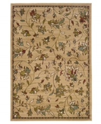 Beauty underfoot. A lush floral-and-leaf motif evokes a casual elegance, enhancing your space with a delicate, muted palette. This plush area rug from Sphinx graces any space with a quiet charm and is woven from durable polypropylene, ensuring long-lasting beauty for years to come. Beauty underfoot. A lush floral-and-leaf motif evokes a casual elegance, enhancing your space with a delicate, muted palette. This plush area rug from Sphinx graces any space with a quiet charm and is woven from durable polypropylene, ensuring long-lasting beauty for years to come.