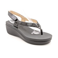 Calvin Klein Women's Wyomi Two Tone Patent Flatform Wedge Sandals Calvin Klein Women's Wyomi Two Tone Patent Flatform Wedge Sandals