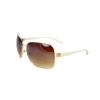 HotLove Square Sunglasses M9233GDWHTAM Gold Metal Frame White on Side with Amber Gradient Lenses for Men and Women