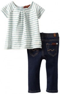 7 For All Mankind Baby-girls Infant Striped Top/Jean Set, Tropical Green/Dark Rinse, 18 Months 7 For All Mankind Baby-girls Infant Striped Top/Jean Set, Tropical Green/Dark Rinse, 18 Months