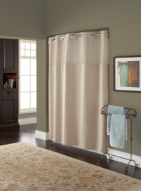 Hookless Fabric Shower Curtain with Built in Liner  - Taupe Diamond Pique