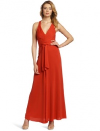 BCBGMAXAZRIA Women's Sophia V-Neck Draped Long Gown