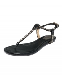 Braided and beautiful. Fry's Madison flat thong sandals' beautiful detailing will bring out the best in your favorite outfit.