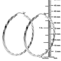 1.50 Stunning Large Round Twisted Loop Silver Hoop Earrings 1.50 Stunning Large Round Twisted Loop Silver Hoop Earrings