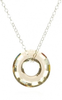 Sterling Silver Swarovski Elements Crystal Golden Shadow Cosmic Ring Pendant Necklace, 18