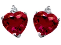 Original Star K(tm) Heart Shape Created Ruby Earrings in .925 Sterling Silver Original Star K(tm) Heart Shape Created Ruby Earrings in .925 Sterling Silver