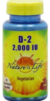 Nature's Life D-2 Veg Capsules, Ergocalciferol, 2000 IU, 90 Count Nature's Life D-2 Veg Capsules, Ergocalciferol, 2000 IU, 90 Count