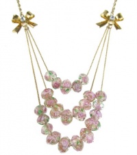 Betsey Johnson Tzarina Pink Vintage Flower Bead Tiered Gold-Plated Necklace Betsey Johnson Tzarina Pink Vintage Flower Bead Tiered Gold-Plated Necklace