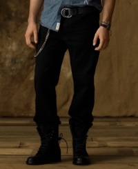 Crafted in ultra-comfortable, overdyed black denim, the classic slim-fitting Blackburn jean exudes downtown character. Crafted in ultra-comfortable, overdyed black denim, the classic slim-fitting Blackburn jean exudes downtown character.