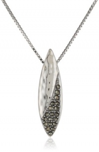 Judith Jack Silver Rain Hammered Sterling Silver and Marcasite Teardrop Pendant Necklace, 18