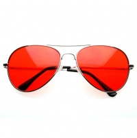 SWG EYEWEAR® Red Classic 51mm Color Aviator Sunglasses Chrome Frame