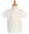 Baby Boys White or Ivory Short Sleeved Simple Dress Shirt - Infant to Toddler