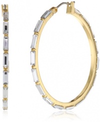 Betsey Johnson Iconic Baguette Crystal Baguette Hoop Earrings