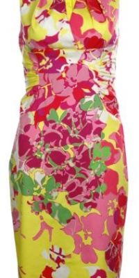 Printed Cotton Stretch Side Ruched Dress Printed Cotton Stretch Side Ruched Dress