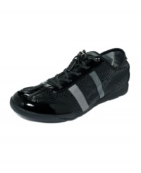 Set the scene. DKNY's Foundation sneakers mix leather, fabric, and mesh on the upper for a fashion-forward look that's still completely comfortable. Set the scene. DKNY's Foundation sneakers mix leather, fabric, and mesh on the upper for a fashion-forward look that's still completely comfortable.