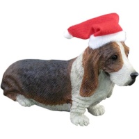 Sandicast Basset Hound with Santa Hat Christmas Ornament Sandicast Basset Hound with Santa Hat Christmas Ornament