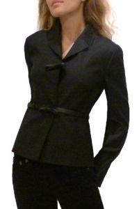 Valentino Black Silk Leather Bow Blazer Jacket. 6 Valentino Black Silk Leather Bow Blazer Jacket. 6