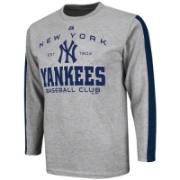 MLB New York Yankees Roll Out Long Sleeve Crew Neck Overdyed Tee Boys' MLB New York Yankees Roll Out Long Sleeve Crew Neck Overdyed Tee Boys'