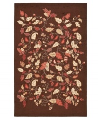 Natural whimsy. Perfectly graceful leaves upon scrolling vines make a mark of elegance upon rich woven pile. Hand tufted in India of long wool fibers, this luxurious area rug from Martha Stewart rugs presents unparalleled comfort and style underfoot. Natural whimsy. Perfectly graceful leaves upon scrolling vines make a mark of elegance upon rich woven pile. Hand tufted in India of long wool fibers, this luxurious area rug from Martha Stewart rugs presents unparalleled comfort and style underfoot.