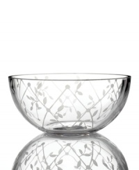 Etched with delicate latticework, the Petal Trellis bowl lends everlasting romance to modern homes. A gift any couple will cherish in luminous glass from Martha Stewart Collection. Etched with delicate latticework, the Petal Trellis bowl lends everlasting romance to modern homes. A gift any couple will cherish in luminous glass from Martha Stewart Collection.