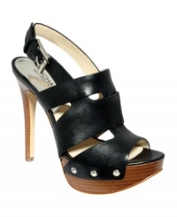 MICHAEL Michael Kor's Seville platform pumps are sexy and sleek, with careful cutouts throughout the vamp. Studs on platform are the perfect finishing touch. MICHAEL Michael Kor's Seville platform pumps are sexy and sleek, with careful cutouts throughout the vamp. Studs on platform are the perfect finishing touch.