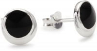 VINANI German 925 Sterling Silver Women Stud Earrings double Circle shiny Onyx Black OFO