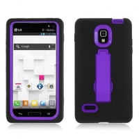 Black Purple Double Layer Kickstand Hard Hybrid Gel Case Cover For LG Optimus L9 P769 Black Purple Double Layer Kickstand Hard Hybrid Gel Case Cover For LG Optimus L9 P769