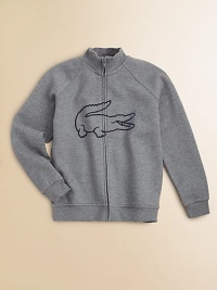 The requisite croc logo adds authentic style to this ultra-soft, ultra-cozy, long-sleeved essential.Ribbed stand collarLong raglan sleevesFull-zip frontSlash pocketsRibbed hemCotton/PolyesterMachine washImported The requisite croc logo adds authentic style to this ultra-soft, ultra-cozy, long-sleeved essential.Ribbed stand collarLong raglan sleevesFull-zip frontSlash pocketsRibbed hemCotton/PolyesterMachine washImported