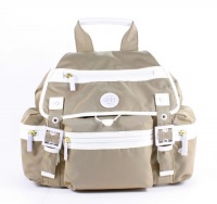 Tory Burch Robinson Backpack Tan Nylon White Leather Handbag Tory Burch Robinson Backpack Tan Nylon White Leather Handbag