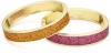 Betsey Johnson 60s Mod  Glitter Duo Hinged Bangle Bracelet Set