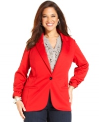 Lend chic structure to your casual looks with Style&co.'s one-button plus size jacket. Lend chic structure to your casual looks with Style&co.'s one-button plus size jacket.
