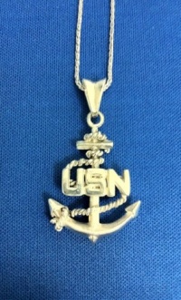 US Navy 925 Sterling Silver Necklace - United States Military Jewelry Pendant - USN Charm On Chain (22 Chain With Charm) US Navy 925 Sterling Silver Necklace - United States Military Jewelry Pendant - USN Charm On Chain (22 Chain With Charm)