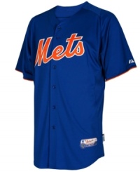 Batter up! Get into the spirit of the game with this sweet MLB New York Mets jersey from Majestic. Batter up! Get into the spirit of the game with this sweet MLB New York Mets jersey from Majestic.