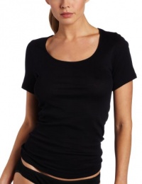 Hanro Women's Everyday Cotton Short Sleeve Shirt, Black, X-Small Hanro Women's Everyday Cotton Short Sleeve Shirt, Black, X-Small