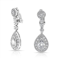 Bling Jewelry Large Dangle Teardrop CZ Bridal Chandelier Clip On Earrings Bling Jewelry Large Dangle Teardrop CZ Bridal Chandelier Clip On Earrings